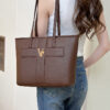 Soft Leather Commuter Tote Bag for Daily Use