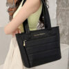 1-(1) Women's Quilted PU Leather Tote Bag Large Capacity Shoulder Handbag