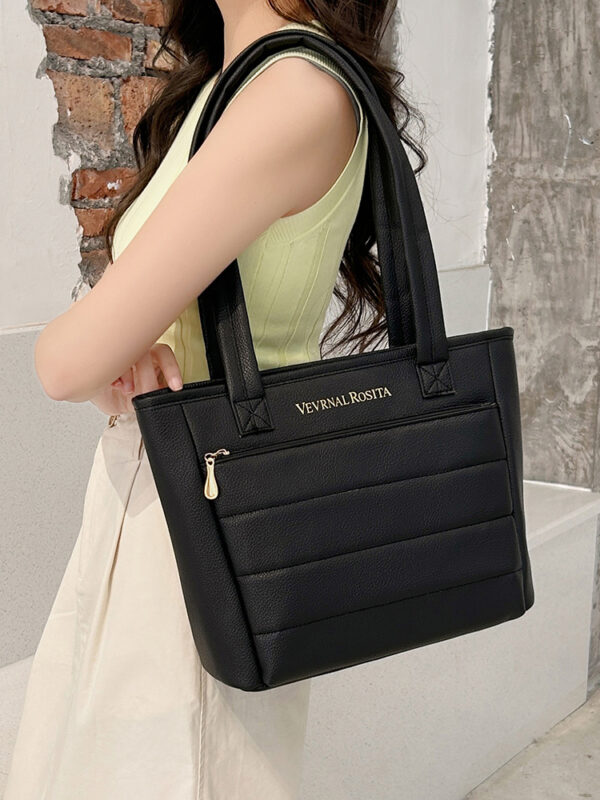 1-(1) Women's Quilted PU Leather Tote Bag Large Capacity Shoulder Handbag