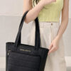 1-(2) Women's Quilted PU Leather Tote Bag Large Capacity Shoulder Handbag