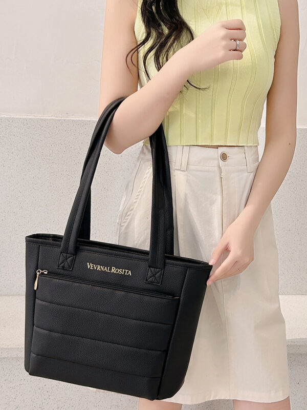 1-(2) Women's Quilted PU Leather Tote Bag Large Capacity Shoulder Handbag
