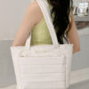 1 (4) Women's Quilted PU Leather Tote Bag Large Capacity Shoulder Handbag