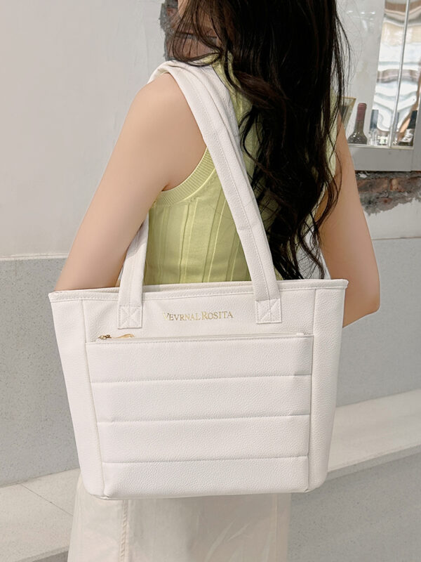 1 (4) Women's Quilted PU Leather Tote Bag Large Capacity Shoulder Handbag
