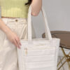 1 (9) Women's Quilted PU Leather Tote Bag Large Capacity Shoulder Handbag
