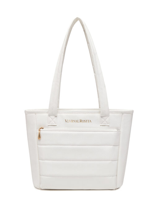 Women's Quilted PU Leather Tote Bag Large Capacity Shoulder Handbag