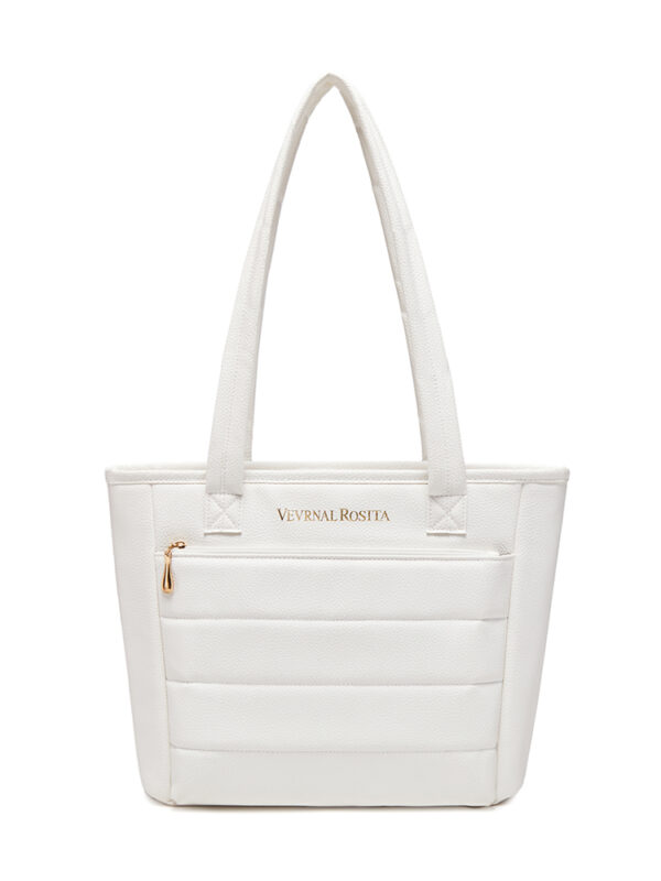 白底 Women's Quilted PU Leather Tote Bag Large Capacity Shoulder Handbag